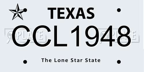 CCL1948 Texas License Plate