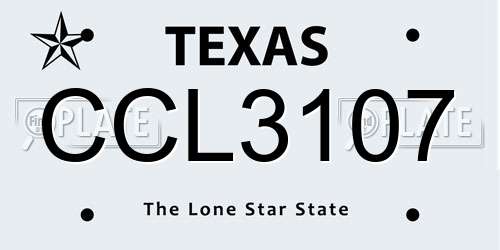 CCL3107 Texas License Plate