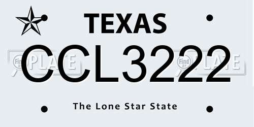 CCL3222 Texas License Plate