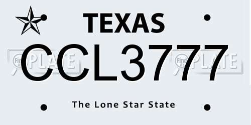 CCL3777 Texas License Plate