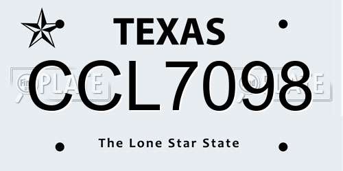 CCL7098 Texas License Plate