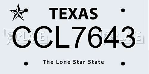 CCL7643 Texas License Plate