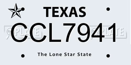 CCL7941 Texas License Plate