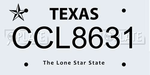 CCL8631 Texas License Plate