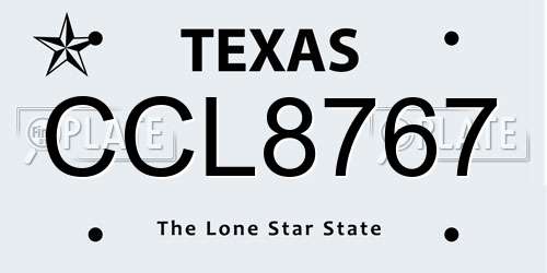 CCL8767 Texas License Plate