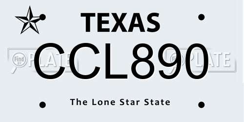 CCL890 Texas License Plate