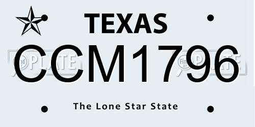 CCM1796 Texas License Plate