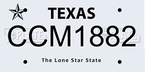 CCM1882 Texas License Plate