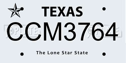 CCM3764 Texas License Plate