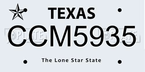 CCM5935 Texas License Plate