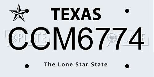 CCM6774 Texas License Plate