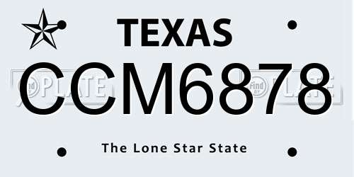 CCM6878 Texas License Plate
