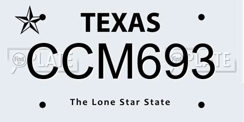 CCM693 Texas License Plate