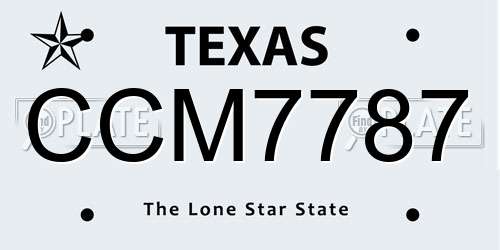 CCM7787 Texas License Plate