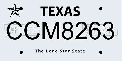 CCM8263 Texas License Plate