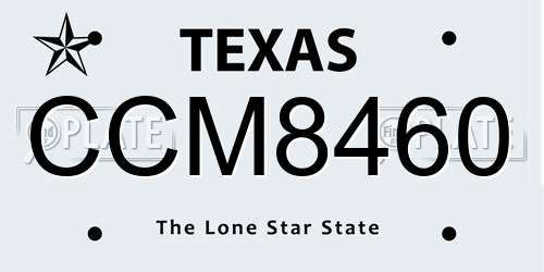 CCM8460 Texas License Plate