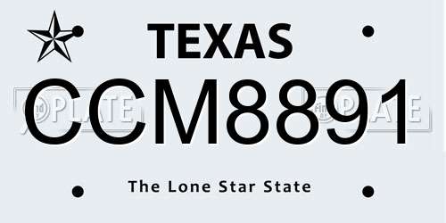 CCM8891 Texas License Plate