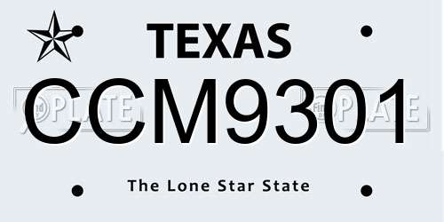 CCM9301 Texas License Plate