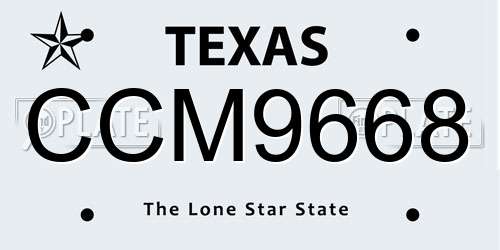 CCM9668 Texas License Plate
