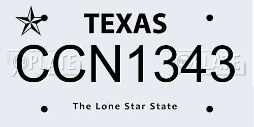 CCN1343 Texas License Plate