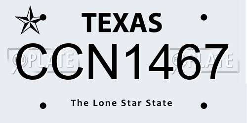 CCN1467 Texas License Plate