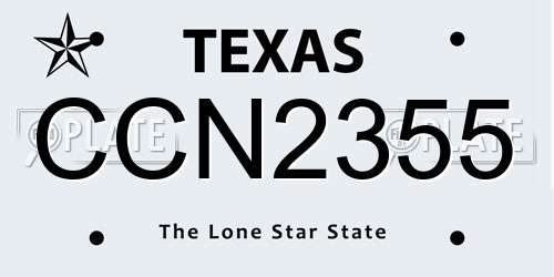 CCN2355 Texas License Plate