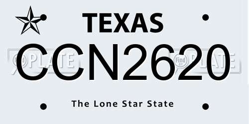 CCN2620 Texas License Plate