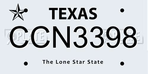 CCN3398 Texas License Plate