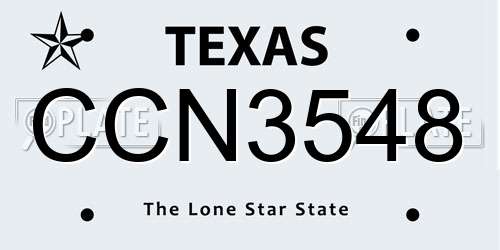 CCN3548 Texas License Plate