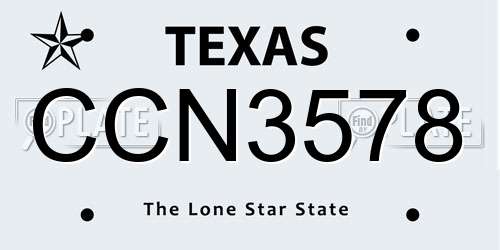 CCN3578 Texas License Plate