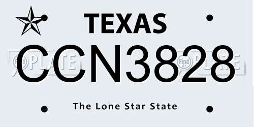 CCN3828 Texas License Plate