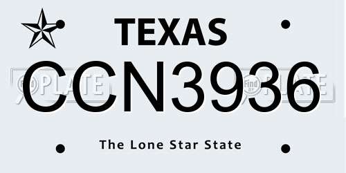 CCN3936 Texas License Plate
