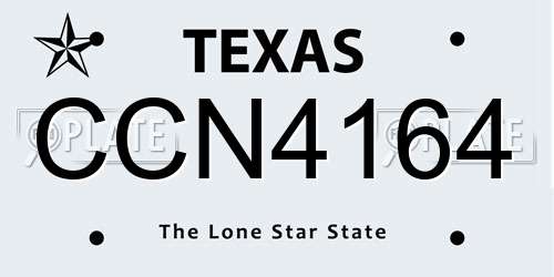 CCN4164 Texas License Plate