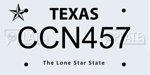 CCN457 Texas License Plate