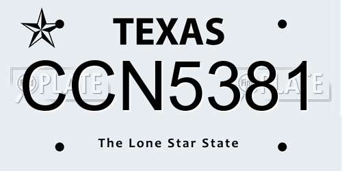 CCN5381 Texas License Plate