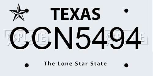 CCN5494 Texas License Plate