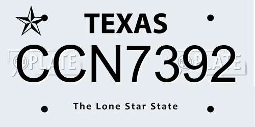 CCN7392 Texas License Plate