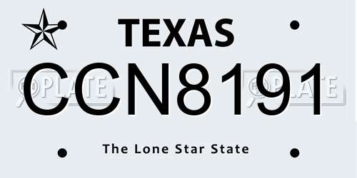 CCN8191 Texas License Plate