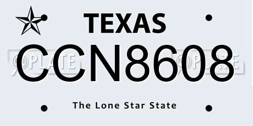 CCN8608 Texas License Plate