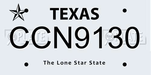 CCN9130 Texas License Plate