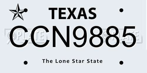 CCN9885 Texas License Plate