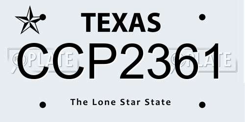 CCP2361 Texas License Plate