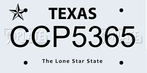 CCP5365 Texas License Plate