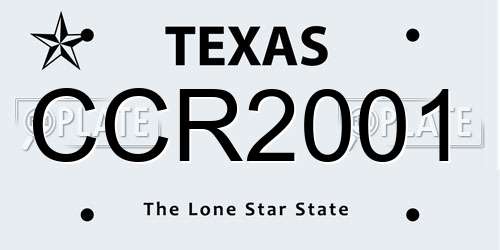 CCR2001 Texas License Plate