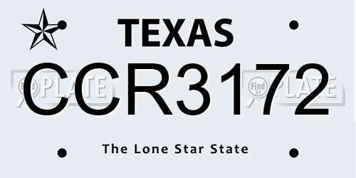 CCR3172 Texas License Plate