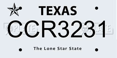 CCR3231 Texas License Plate