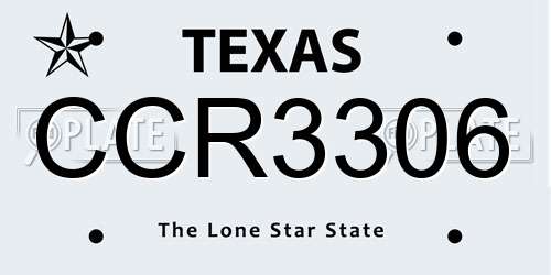 CCR3306 Texas License Plate