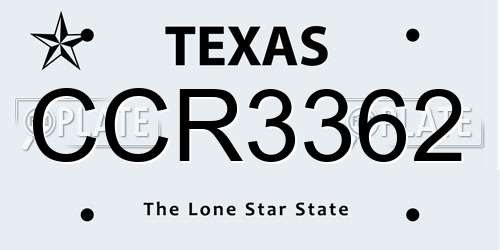 CCR3362 Texas License Plate
