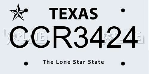 CCR3424 Texas License Plate