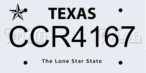 CCR4167 Texas License Plate